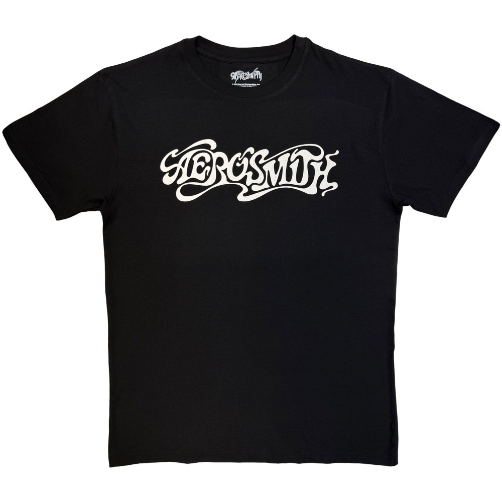 Aerosmith - Logo Mono Mens Tshirt - Black/White
